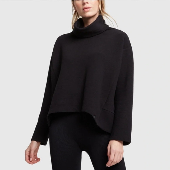 VARLEY Colina Black Ribbed Oversized Turtleneck Sweater - Picture 1 of 13